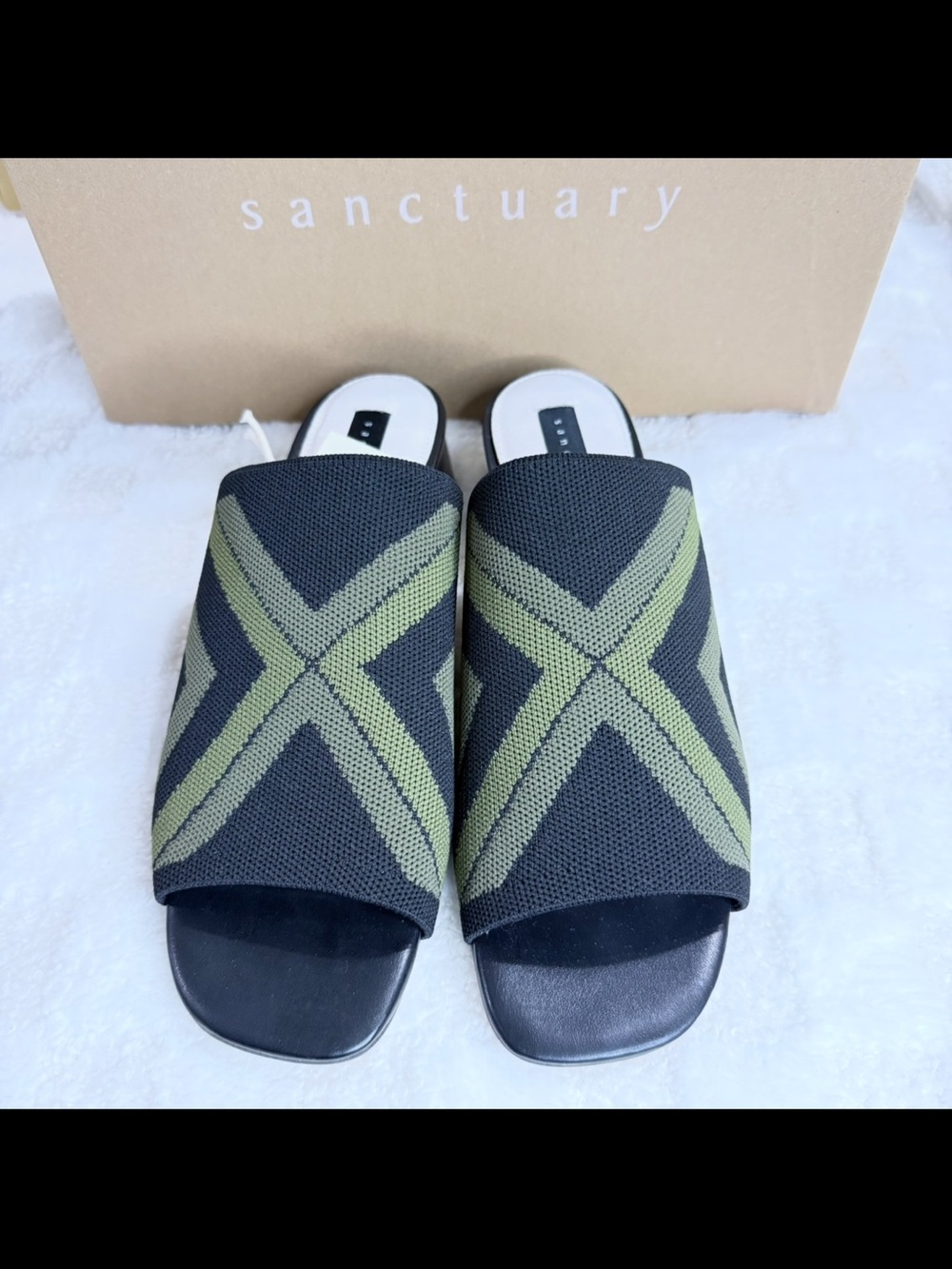 Sanctuary Black & Olive Knit Slide Mules - Women